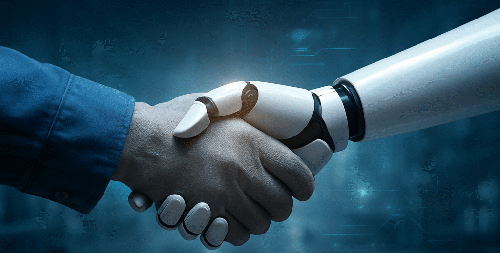 AI augmenting customer service in industrial and automotive after-sales, showing how technology enhances knowledge access and workflows without replacing human judgment and accountability.