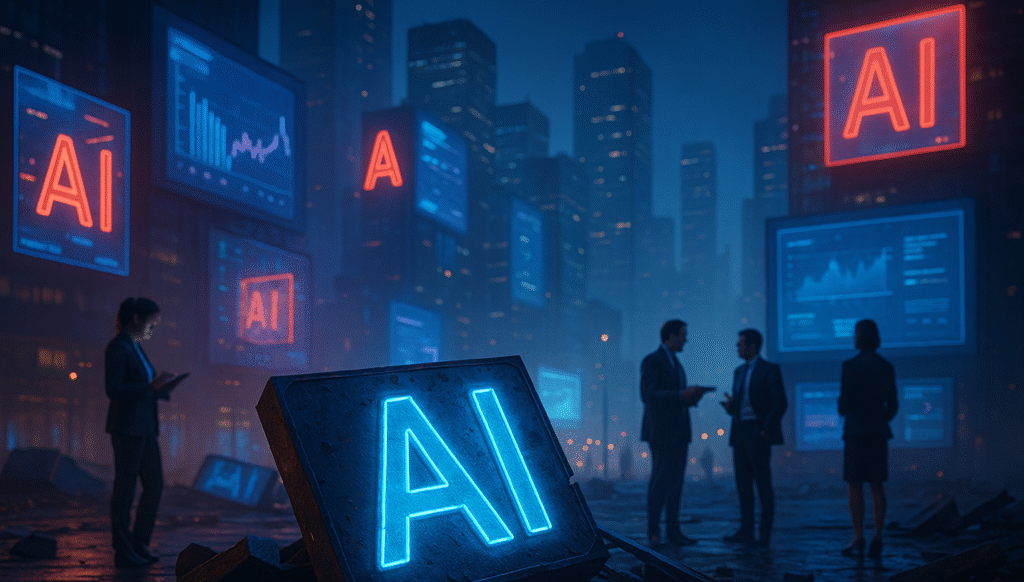 Generative AI hype cycle declining as enterprises confront data gaps, poor ROI, integration challenges, and shift toward realistic, measurable AI impact.