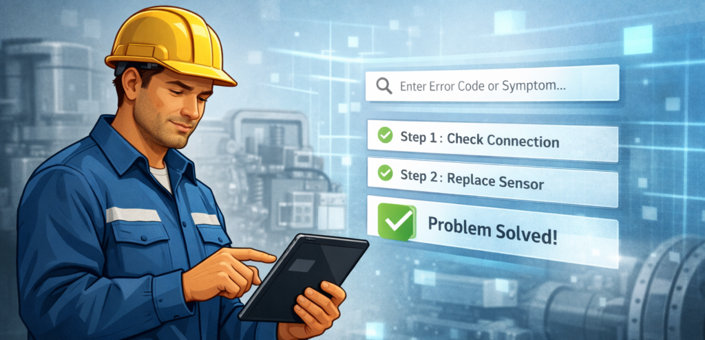 Cognitive self-service replaces manual searches and fragmented systems, reducing MTTR and improving first-time fix rates in field service operations.